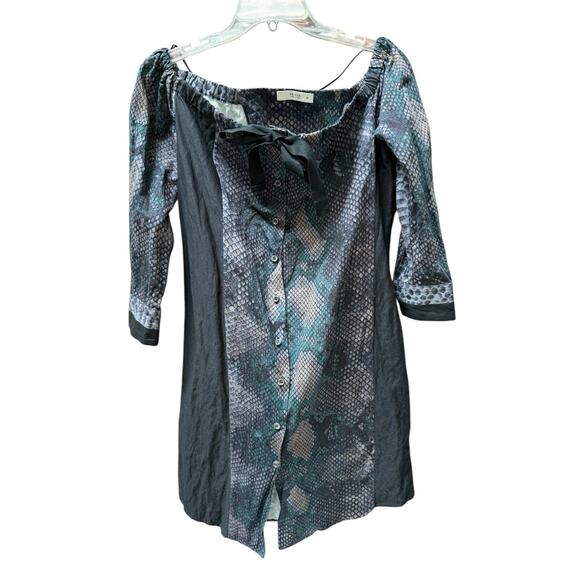 Vintage PRADA Peasant Shift Dress Snakeskin Print Size EU 38 US 4 - Picture 1 of 11